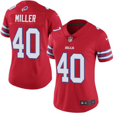 Nike Buffalo Bills #40 Von Miller Red Women's Stitched NFL Limited Rush Jersey
